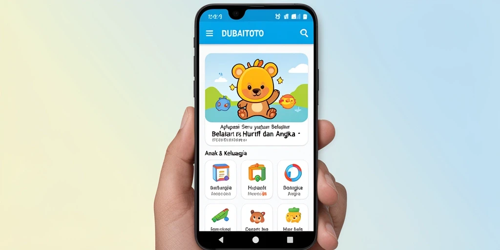 Tampilan antarmuka intuitif DUBAITOTO untuk belajar huruf dan angka.