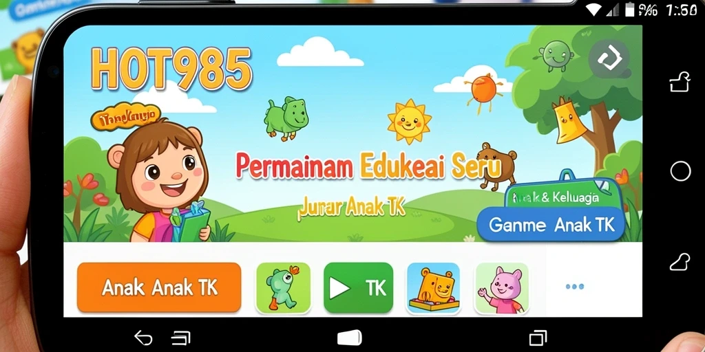 Tampilan antarmuka HOT985 yang menarik dan ramah anak.