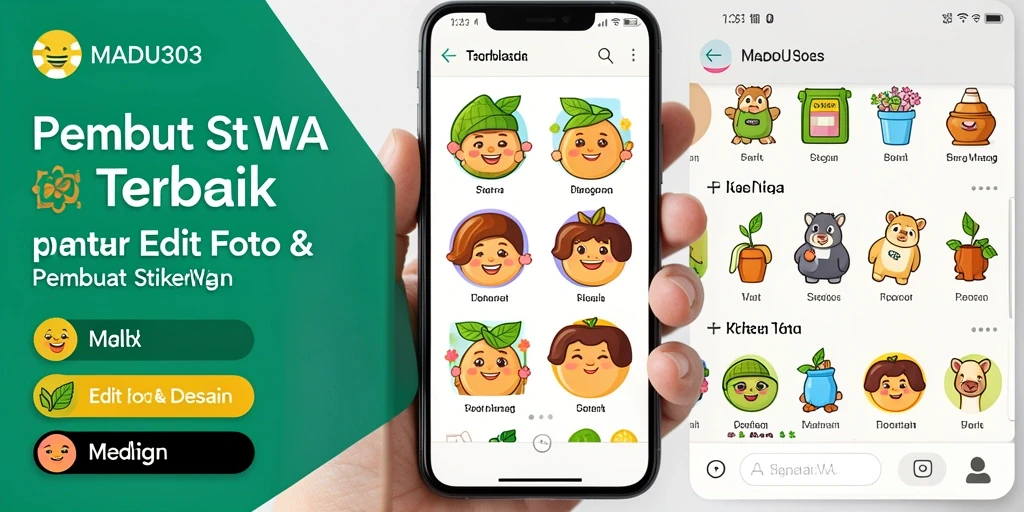 Tampilan antarmuka menarik MADU303 untuk Pembuat Stiker WA.