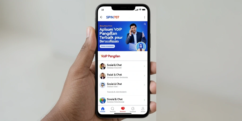 Antarmuka aplikasi SPIN707 dengan fitur VoIP Panggilan yang menarik.